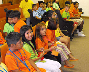 children in pews
