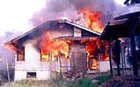 old house on fire