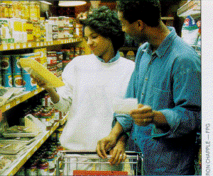 a married couple in a grocery store