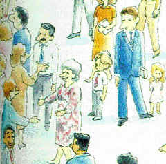 a group of people talking