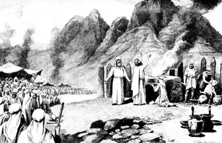 Sacrifices at Mt. Sinai, as depicted by J. Steeple Davis